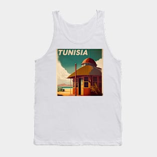 Tunisia Hut Vintage Travel Art Poster Tank Top